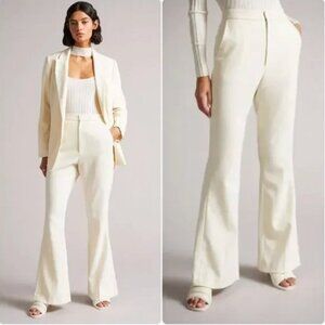 NWT Sz 0 Ivory Ted Baker London Joannit Wide leg trousers with half-slits